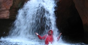 Dave testing out his shell on the Grand Canyon